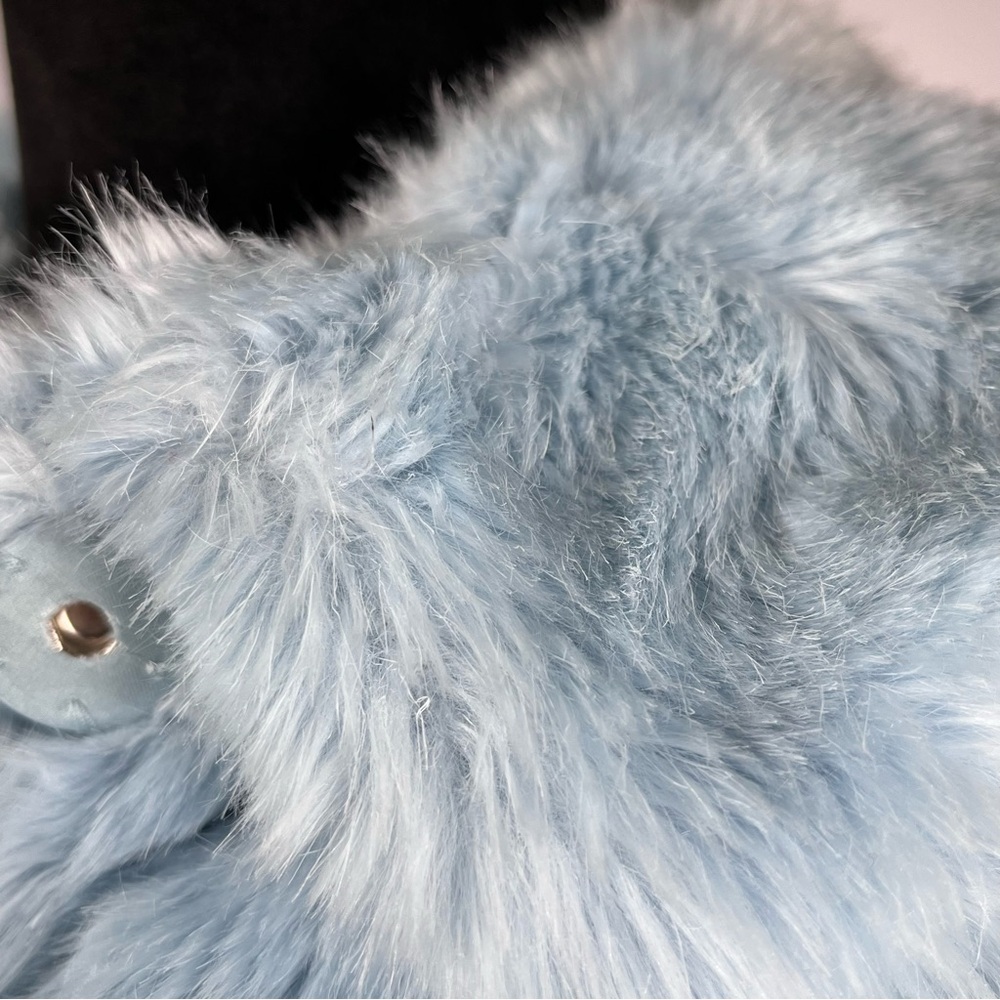 Alice & Olivia Blue Faux Fur Jacket Two-Tone Color Block Quilted Teddy Coat - Picture 5 of 14